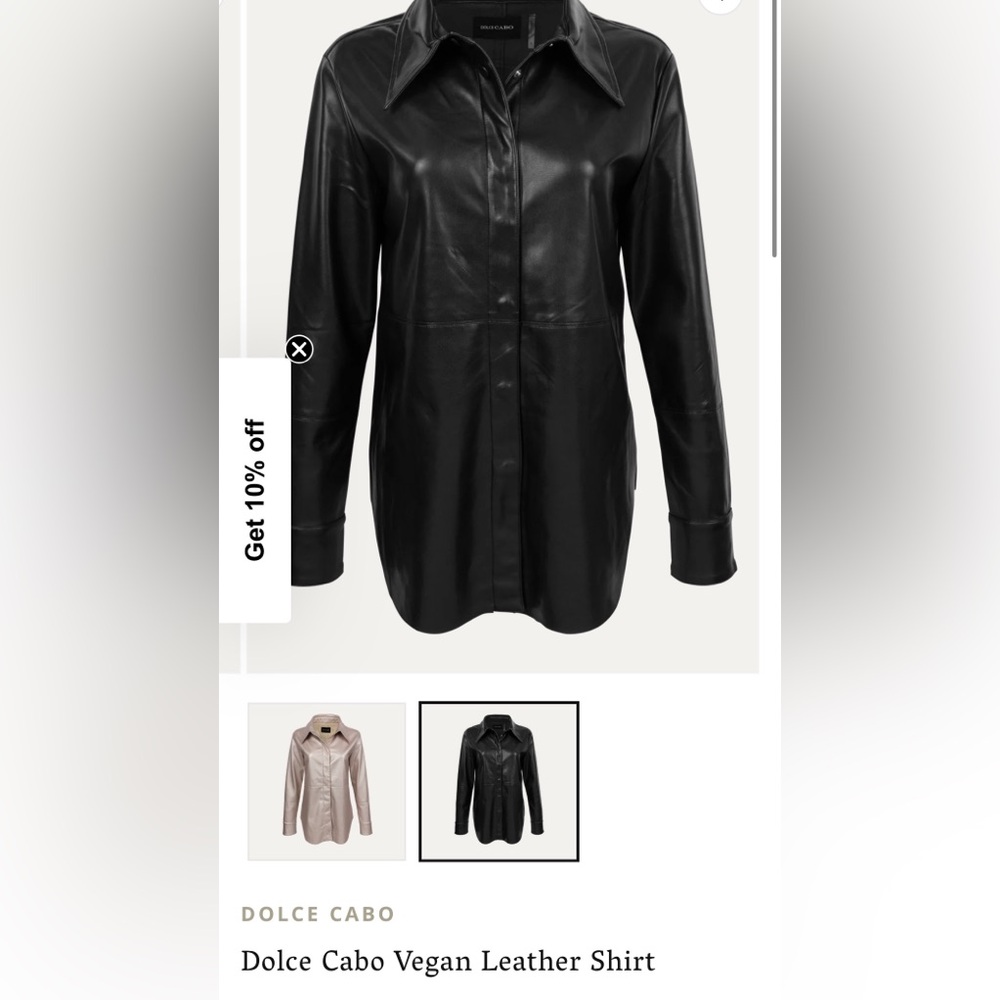 DOLCE CABO Faux Vegan Leather Button Up Shirt SIZE Small NWOT - Picture 2 of 11